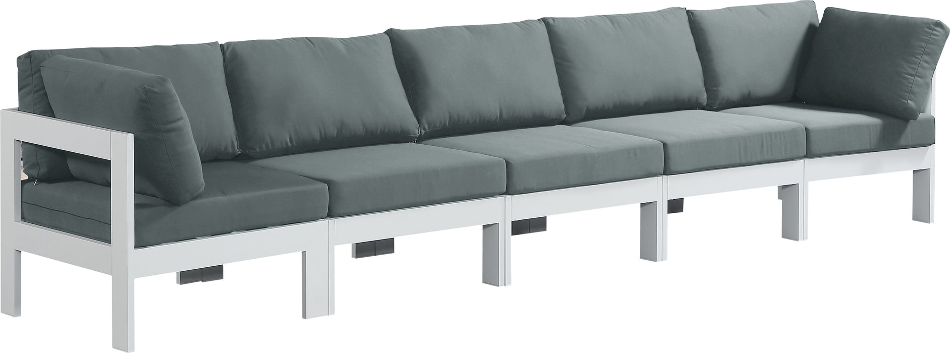 Nizuc - Outdoor Patio Modular Sofa 5 Seats - Grey - Fabric