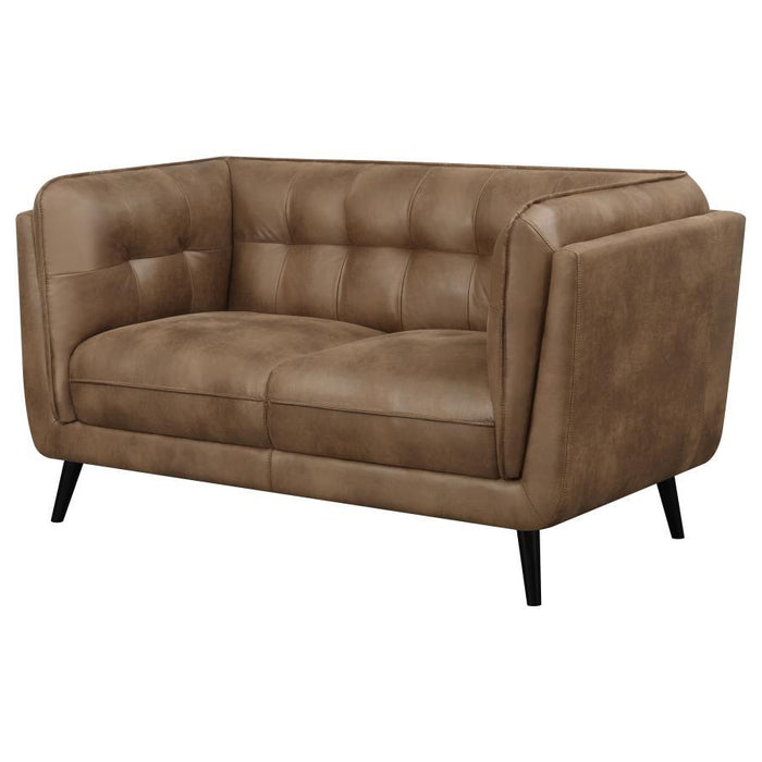 Thatcher - Upholstered Button Tufted Loveseat - Brown