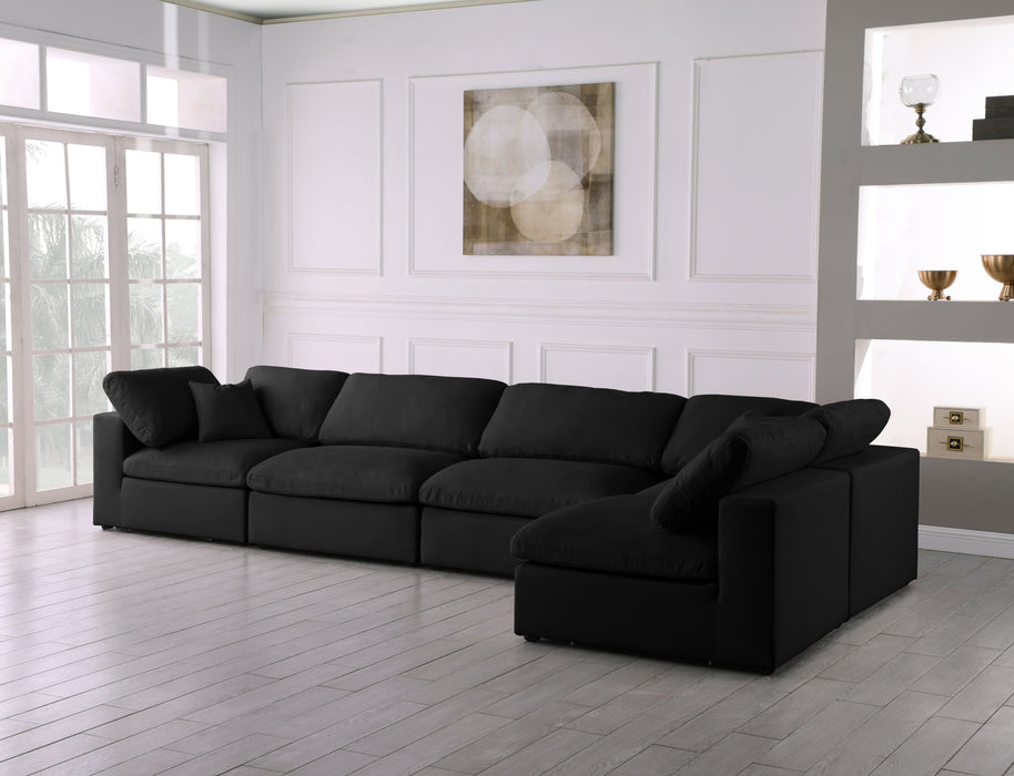 Plush - Velvet Standart Comfort Modular Sectional 5 Piece - Black