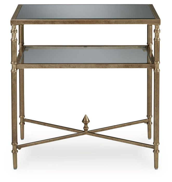 Cloverty - Aged Gold Finish - Rectangular End Table