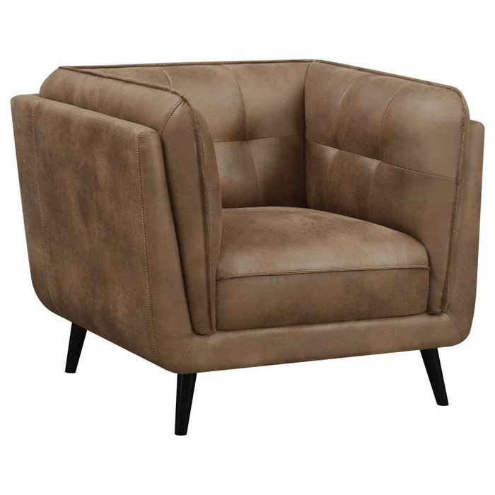 Thatcher - Upholstered Button Tufted Chair - Brown