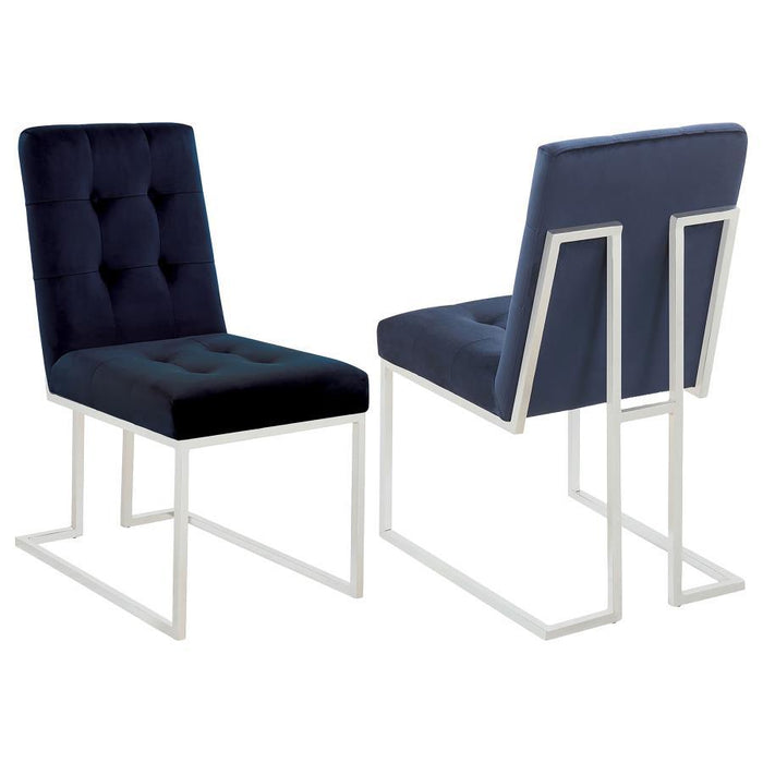 Cisco - Upholstered Dining Chairs (Set of 2) - Ink Blue And Chrome