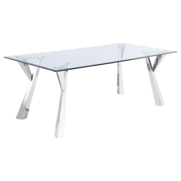 Alaia - Rectangular Glass Top Dining Table - Clear And Chrome