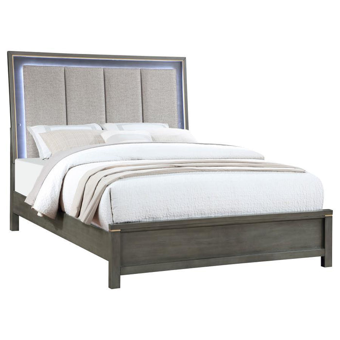 Kieran - Panel Bed With Upholstered LED Headboard