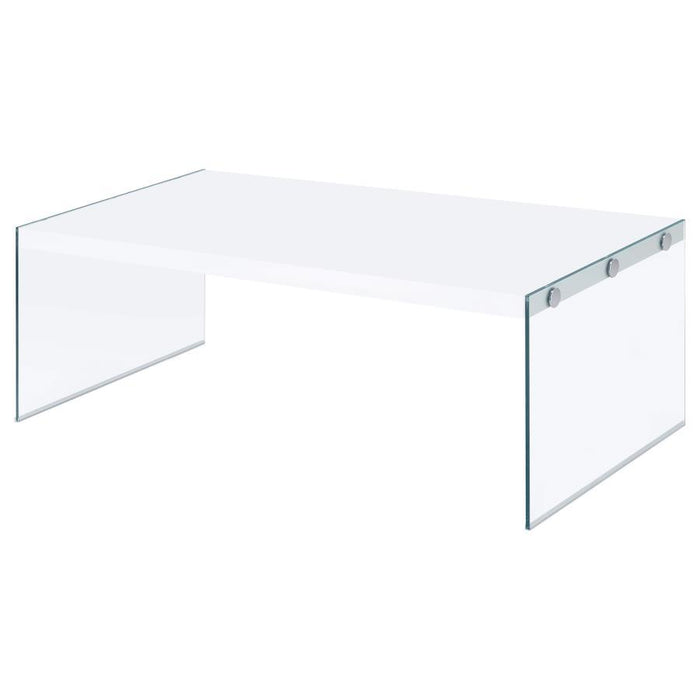 Opal - Rectangular Coffee Table With Clear Glass Legs - White High Gloss