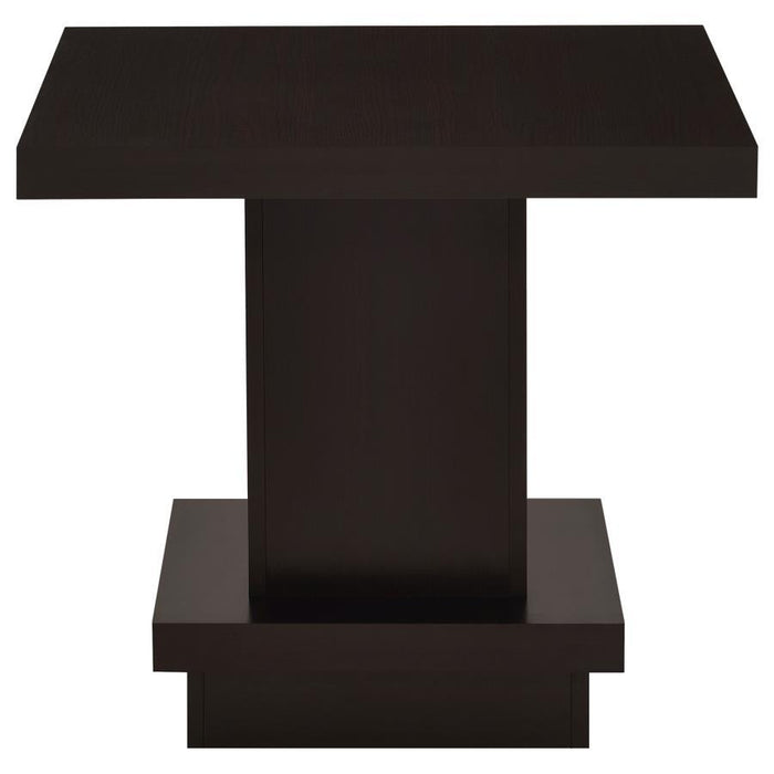 Reston - Pedestal Square End Table - Cappuccino