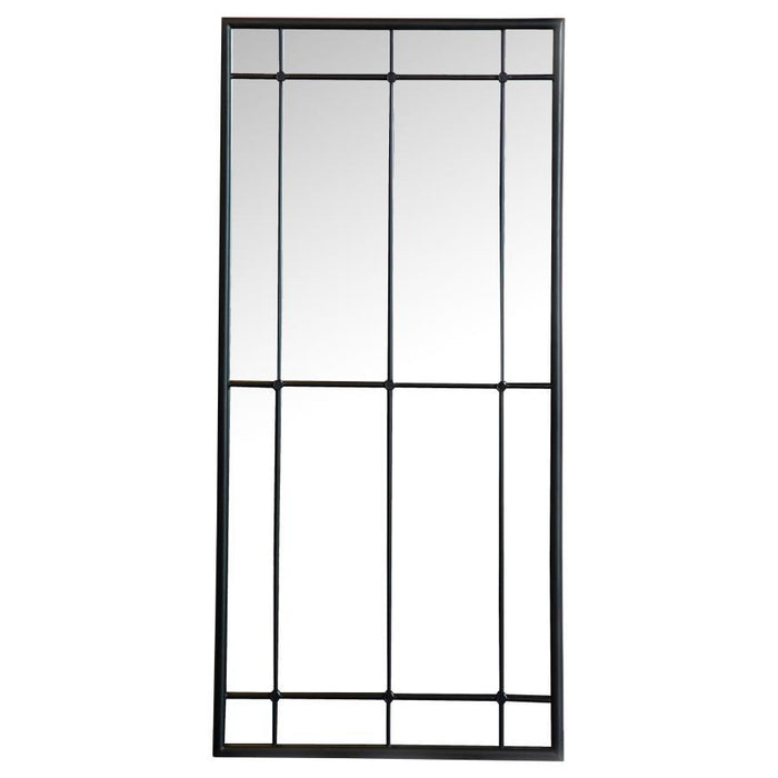 Annetta - Rectangular Window Pane Wall Mirror - Black