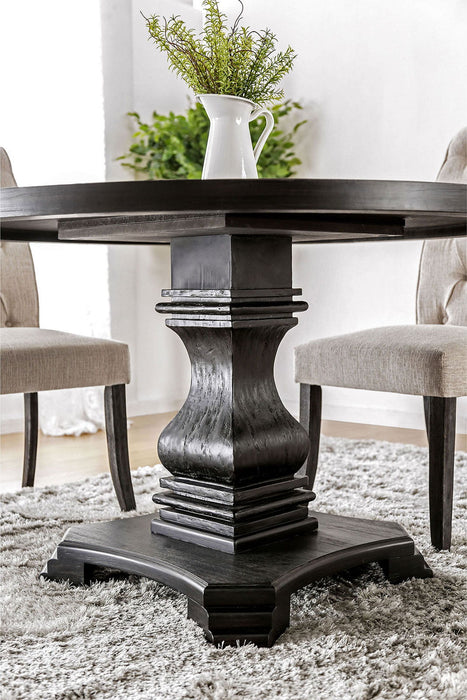 Nerissa - Round Table - Antique Black / Beige