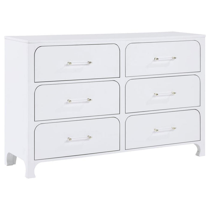 Anastasia - 6-Drawer Bedroom Dresser - Pearl White