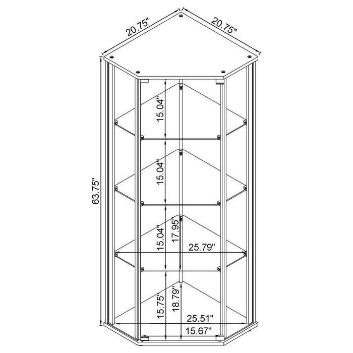 Zenobia - Glass Shelf Curio Cabinet - Clear And Black