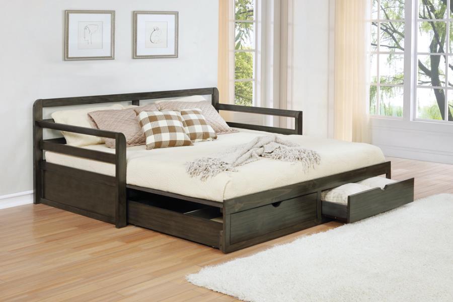 Sorrento - 2-Drawer Twin Daybed With Extension Trundle - Gray