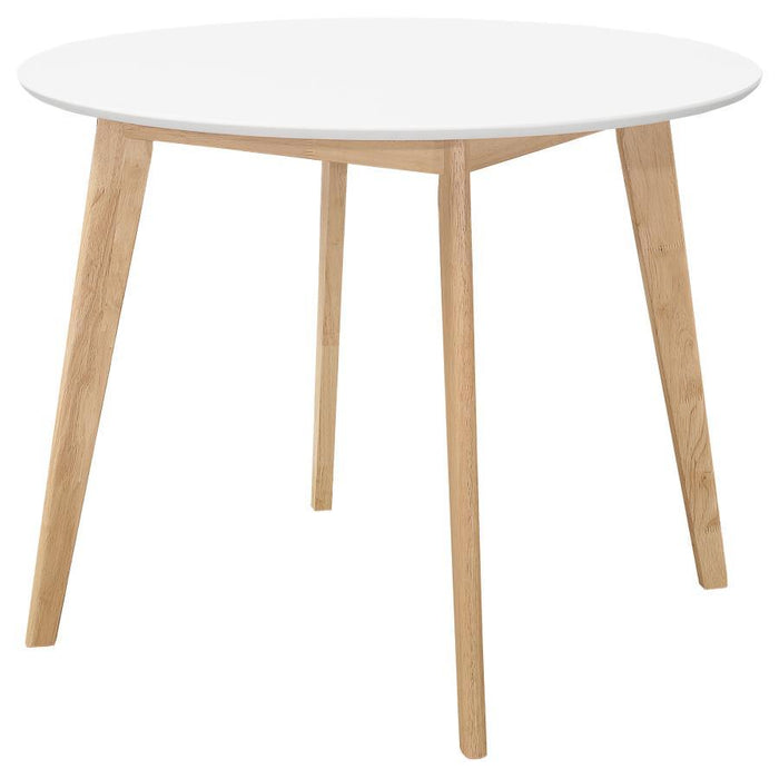 Breckenridge - Round Dining Table - Matte White And Natural Oak