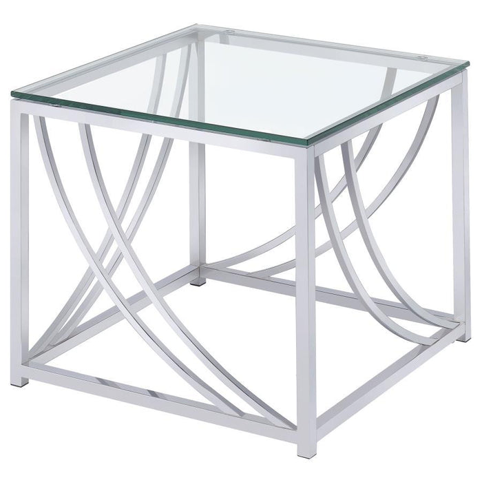 Lille - Glass Top Square End Table Accents - Chrome