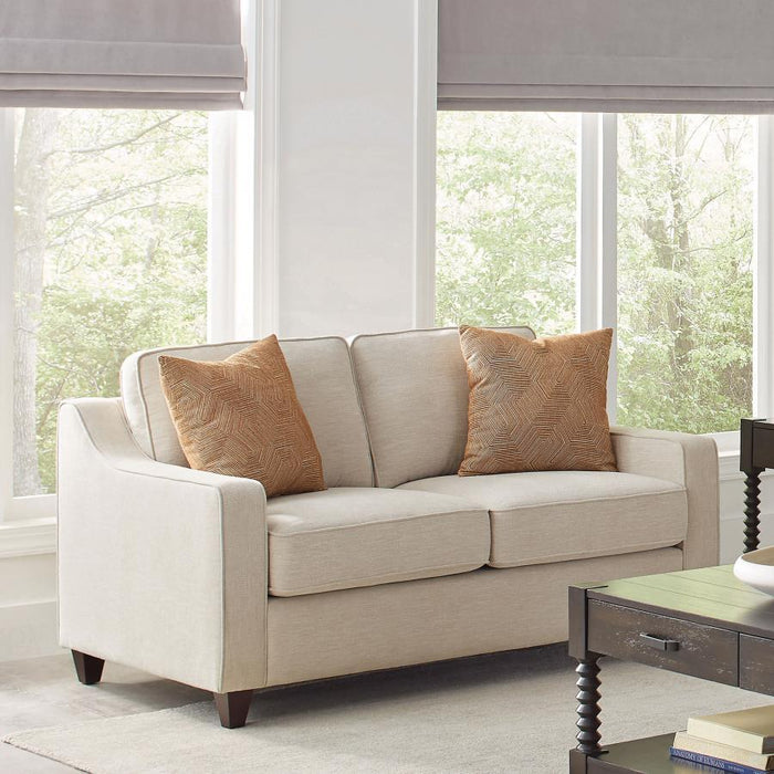 Christine - Upholstered Cushion Back Loveseat - Beige