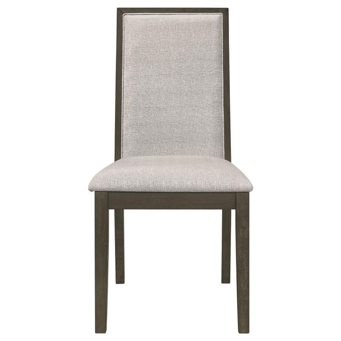 Kelly - Upholstered Solid Back Dining Side Chair (Set of 2) - Beige And Dark Gray