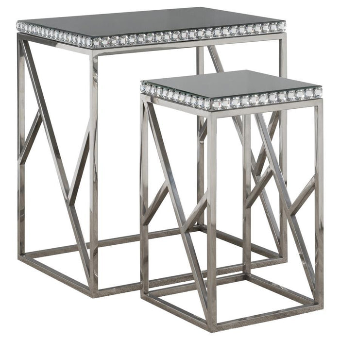 Betsy - 2 Piece Mirror Top Nesting Tables - Silver