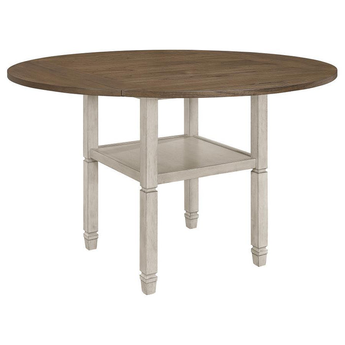 Sarasota - Counter Height Table With Shelf Storage - Nutmeg And Rustic Cream