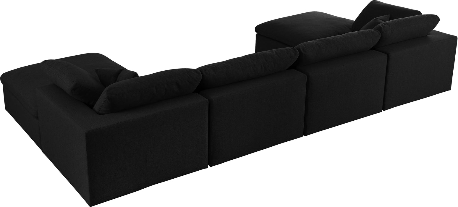 Serene - Linen Textured Fabric Deluxe Comfort Modular Sectional 6 Piece - Black - Fabric - Modern & Contemporary