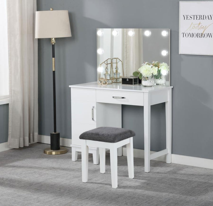 Elijah - Vanity Set With LED Lights - White And Dark Gray