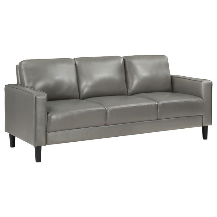 Ruth - Upholstered Track Arm Faux Leather Sofa Set