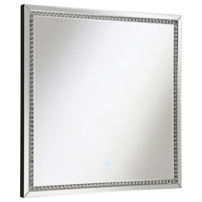 Noelle - Square Wall Mirror With LED Lights - Silver