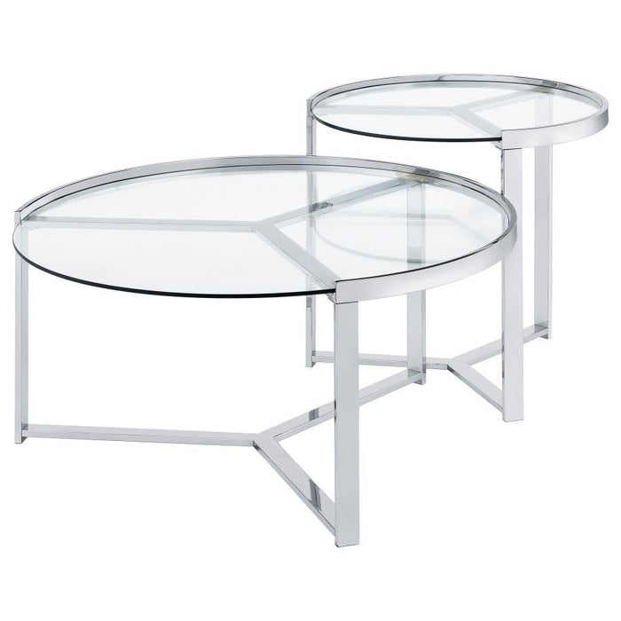 Delia - Round Glass Top Nesting Coffee Table