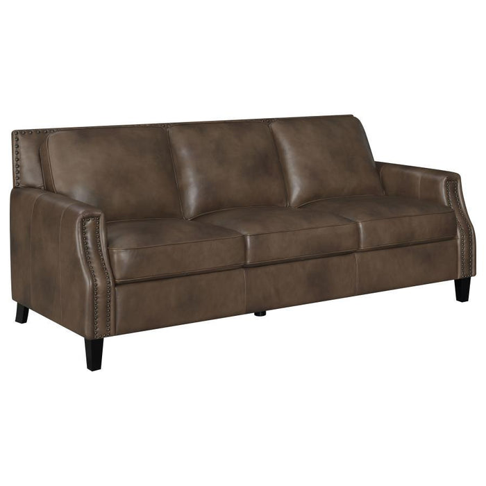 Leaton - Upholstered Recessed Arms Sofa - Brown Sugar