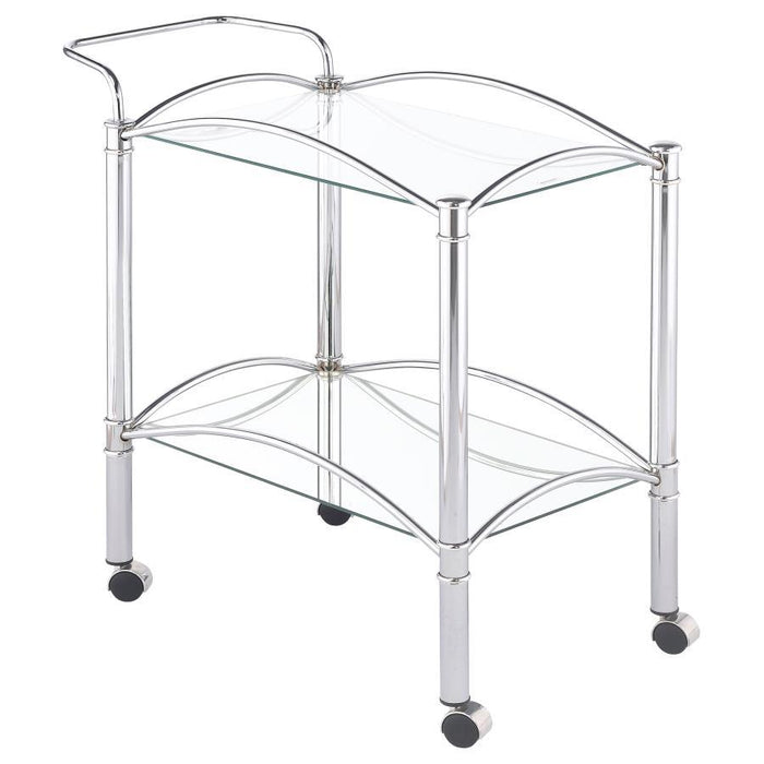 Shadix - 2-Tier Serving Cart With Glass Top - Chrome And Clear