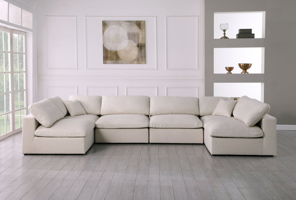 Plush - Velvet Standart Comfort Modular Sectional 6 Piece - Cream