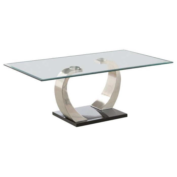 Pruitt - Glass Top Coffee Table - Clear And Satin