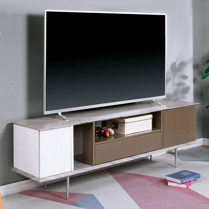 Blair - 70" TV Console - White / Champagne / Gray