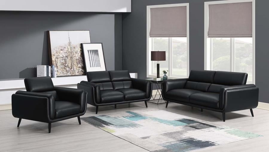 Shania - Track Arms Loveseat With Tapered Legs - Black