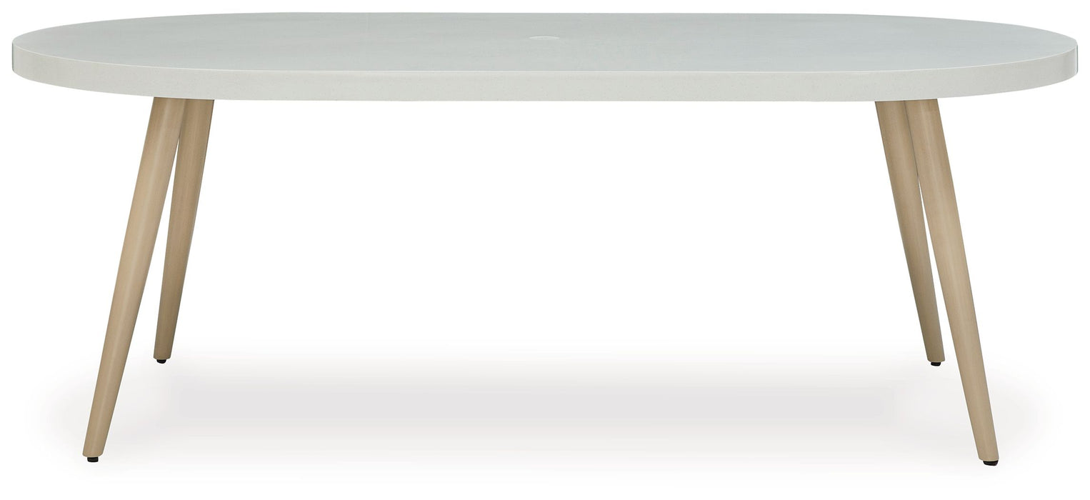 Seton Creek - White - Oval Dining Table With Umb Opt