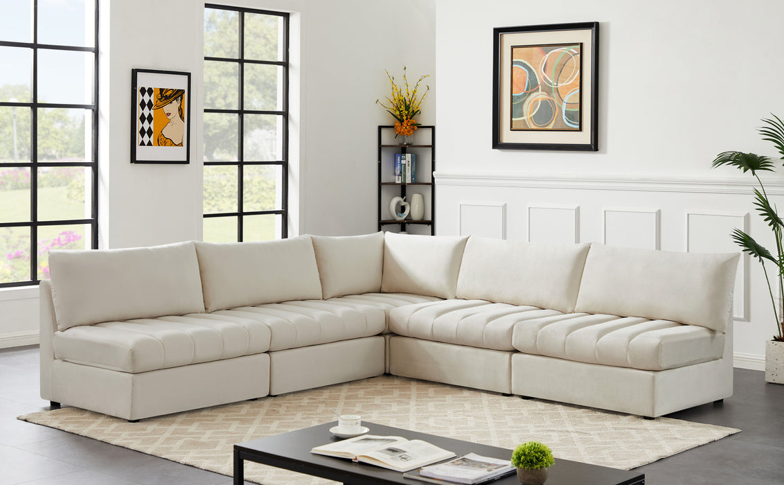 Jacob - Modular Sectional 5 Piece - Cream - Fabric - Modern & Contemporary