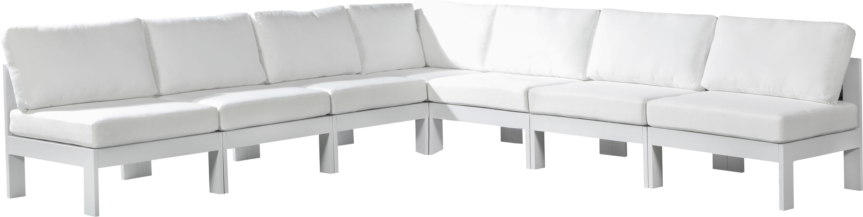 Nizuc - Outdoor Patio Modular Sectional 7 Piece - White - Metal - Modern & Contemporary