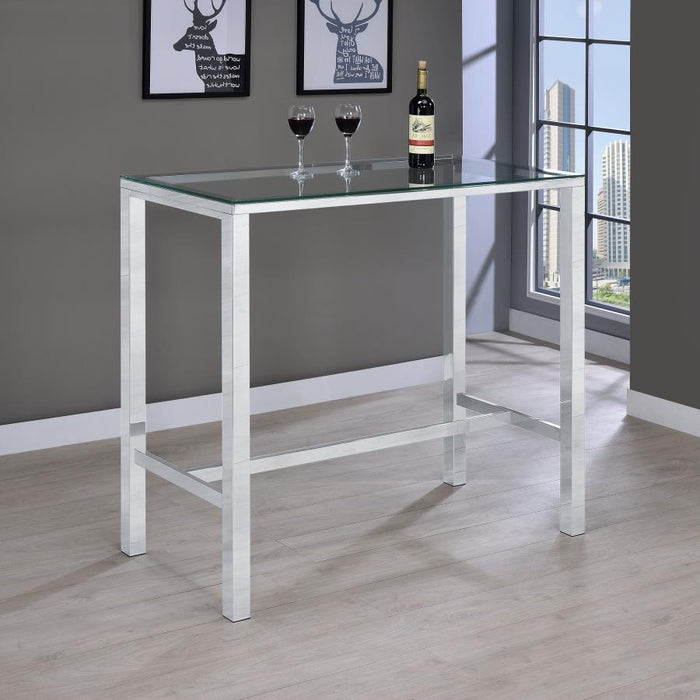 Tolbert - Bar Table With Glass Top - Chrome