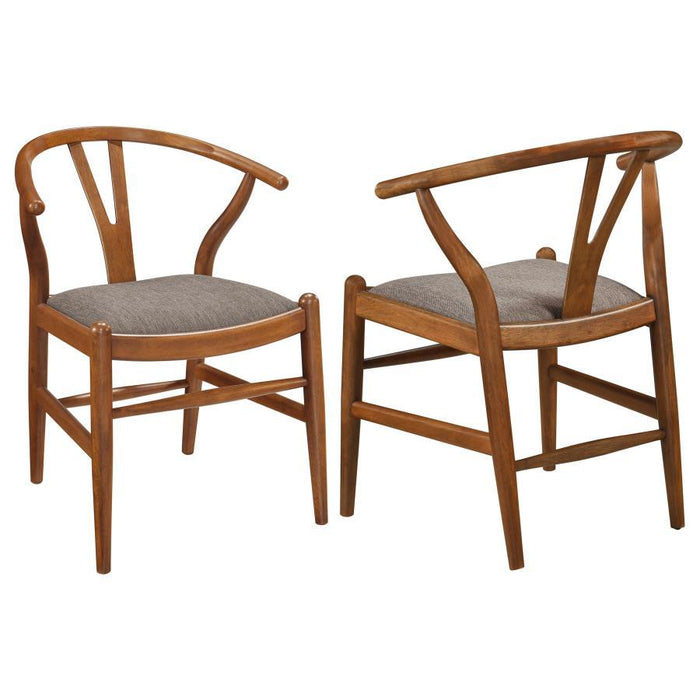 Dinah - Danish Y-Shaped Back Wishbone Dining Side Chair (Set of 2) - Walnut And Brown