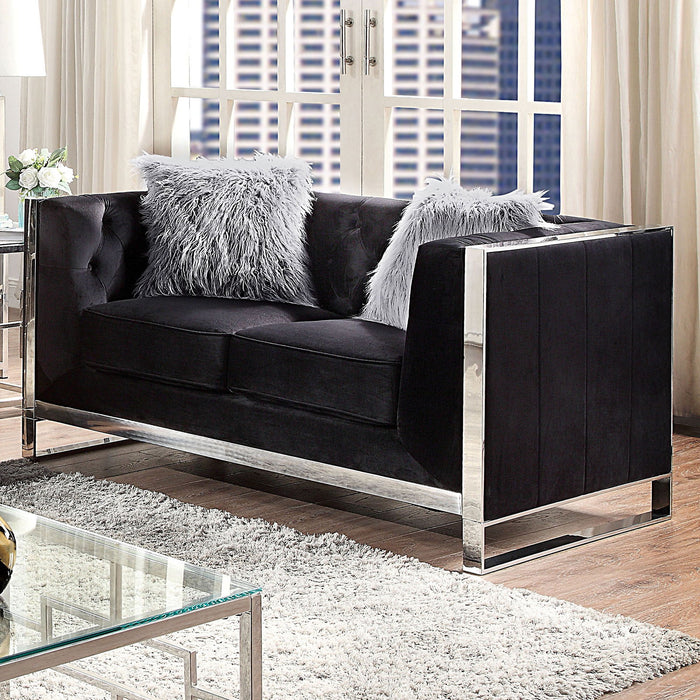 Evadne - Loveseat With Pillows - Black