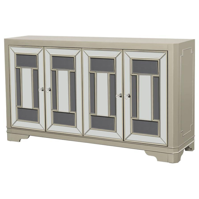 Toula - 4-Door Accent Cabinet - Smoke And Champagne