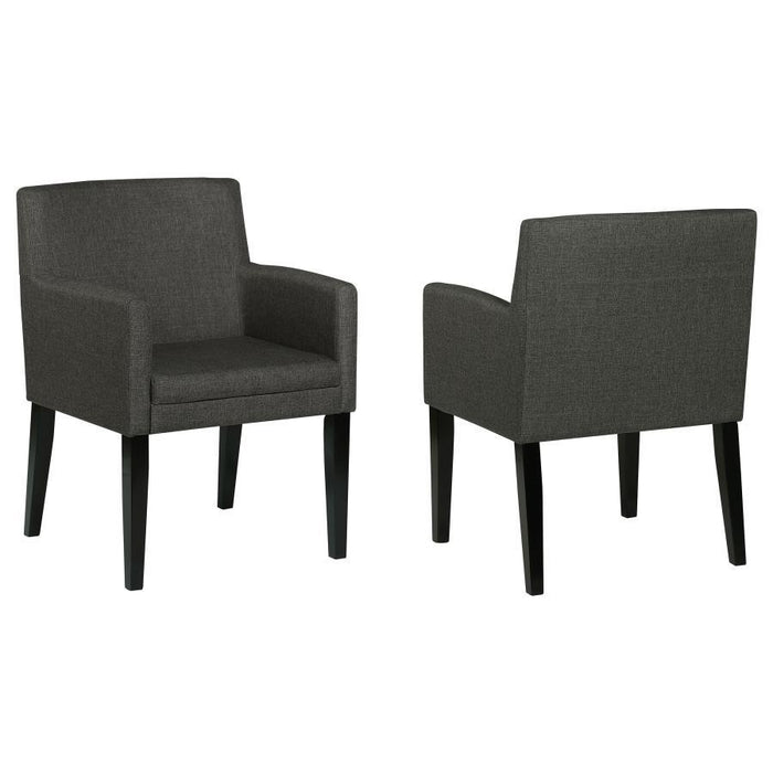 Catherine - Upholstered Dining Arm Chair (Set of 2) - Charcoal Gray And Black