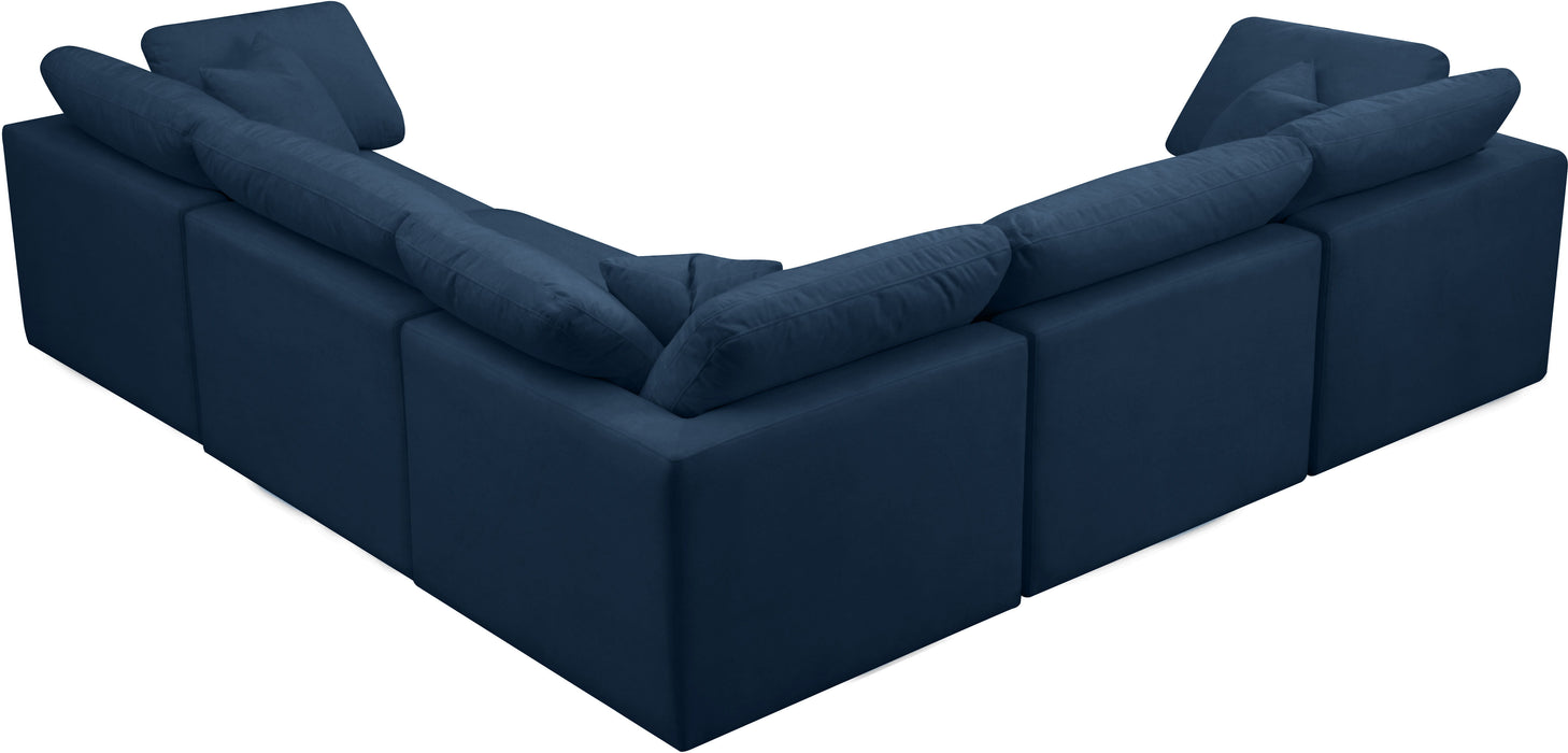 Plush - Velvet Standart Comfort 5 Piece Modular Sectional - Navy