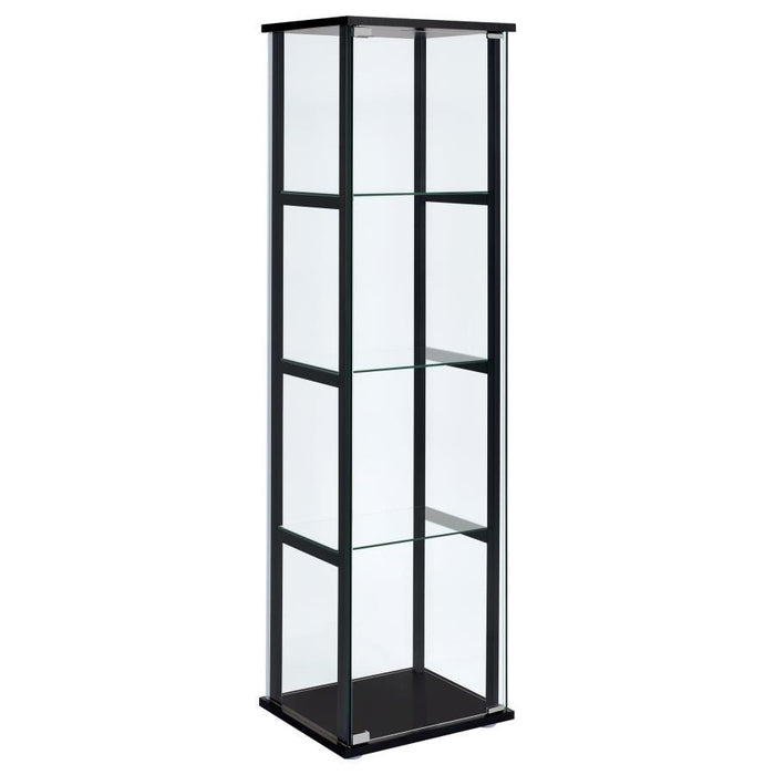 Cyclamen - 4-Shelf Glass Curio Cabinet - Black And Clear