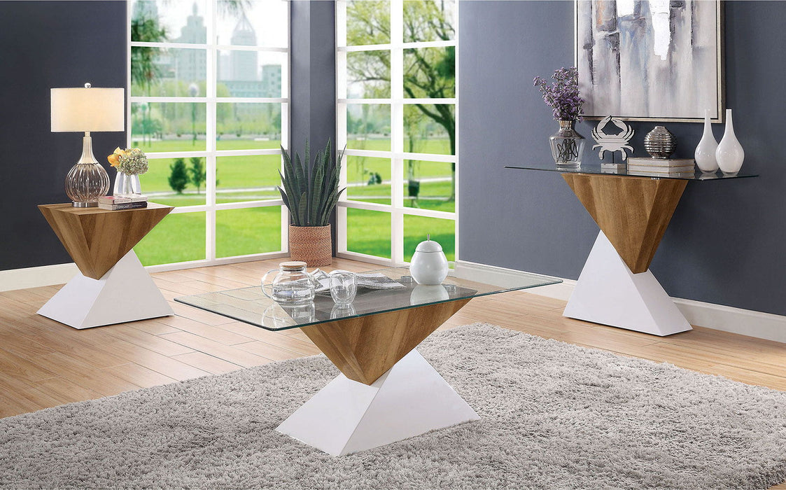 Bima - Sofa Table - White / Natural Tone