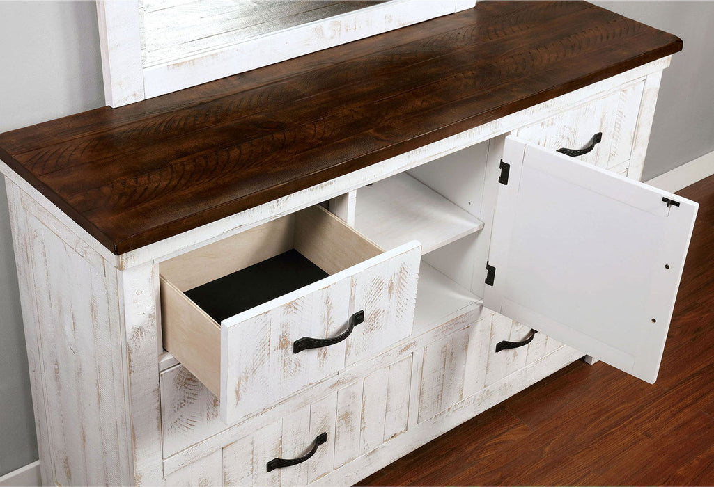 Alyson - Dresser - Distressed White / Walnut