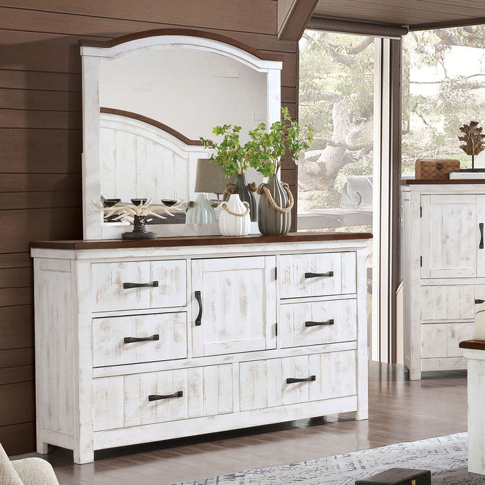 Alyson - Dresser - Distressed White / Walnut