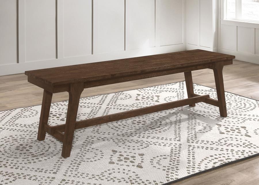 Reynolds - Rectangular Trestle Base Dining Bench - Brown Oak