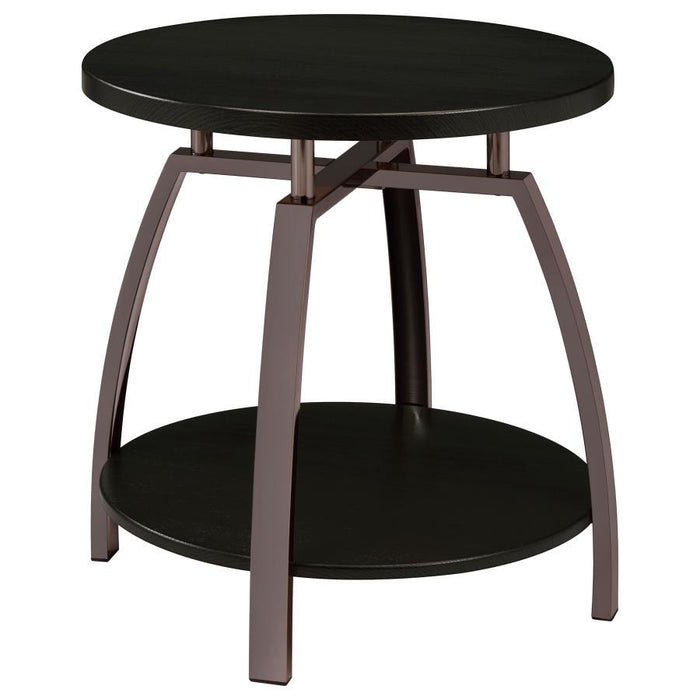 Dacre - Round End Table - Dark Gray And Black Nickel