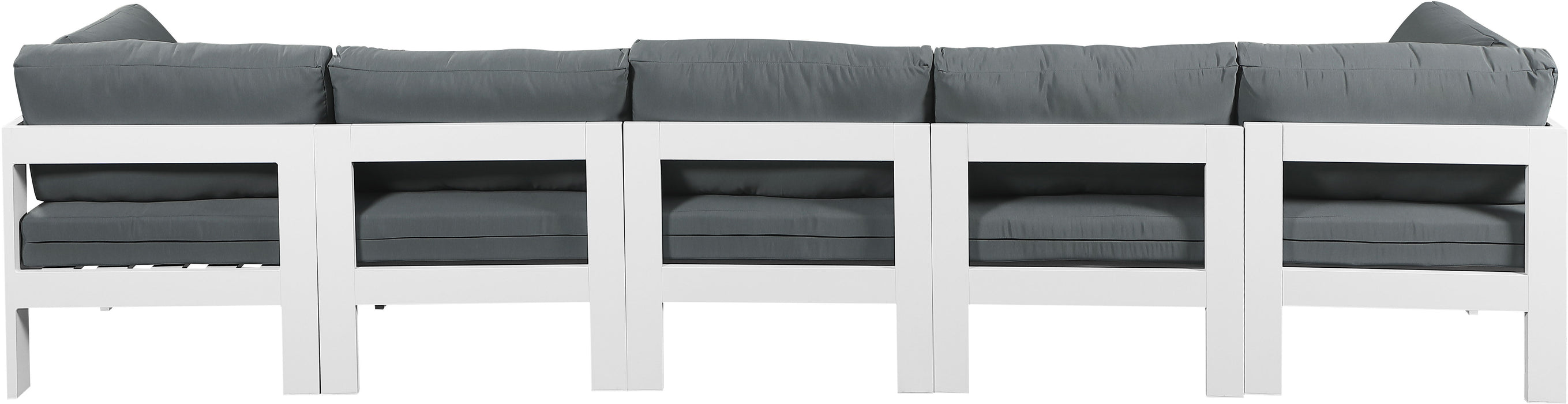 Nizuc - Outdoor Patio Modular Sofa 5 Seats - Grey - Fabric