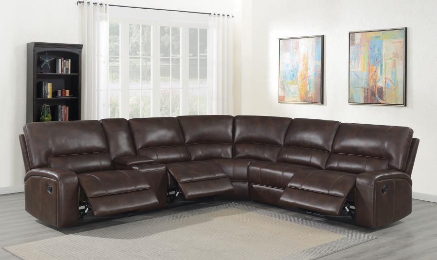 Brunson - 3 Piece Upholstered Motion Sectional - Brown