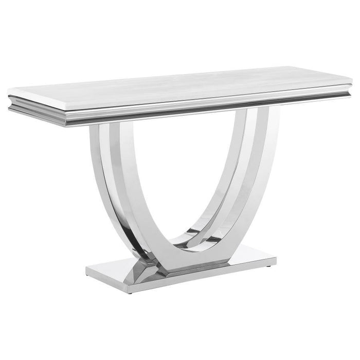 Kerwin - U-Base Rectangle Sofa Table - White And Chrome